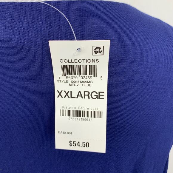 Charter Club Night Gown Womens XXL Dark Blue Lace Trim Chest Sleeveless Maxi - Picture 5 of 12